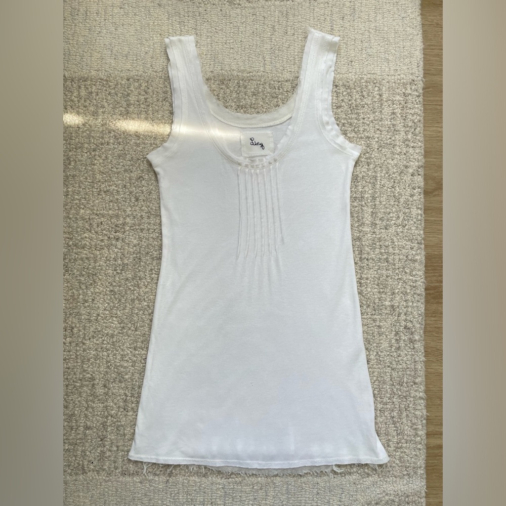 Vintage Linq Los Angeles Cotton Silk Chiffon Trim Tank - Picture 2 of 5